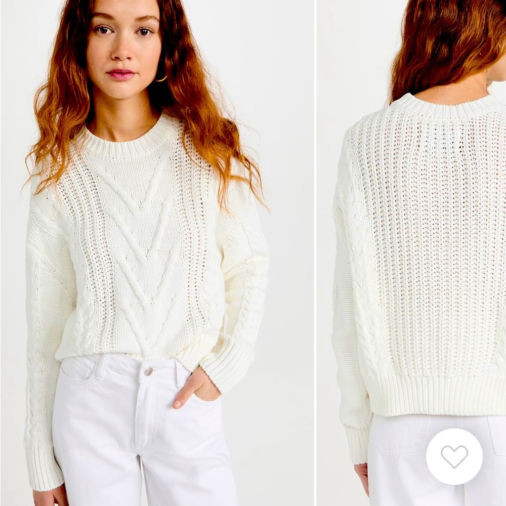 Pistola Eva Sweater XS Rib Cable Knit Cotton Minimalist Casual White